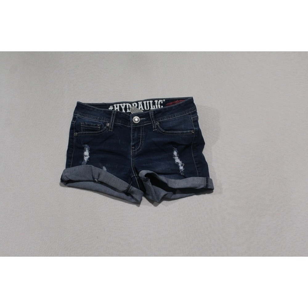 Hydraulic Lola Curvy Shorts Women 5/6 Blue Excellent Distressed Embellished Y2K